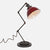 Zig Brass Pipe Table Lamp - Red Porcelain Enamel Dome Shade