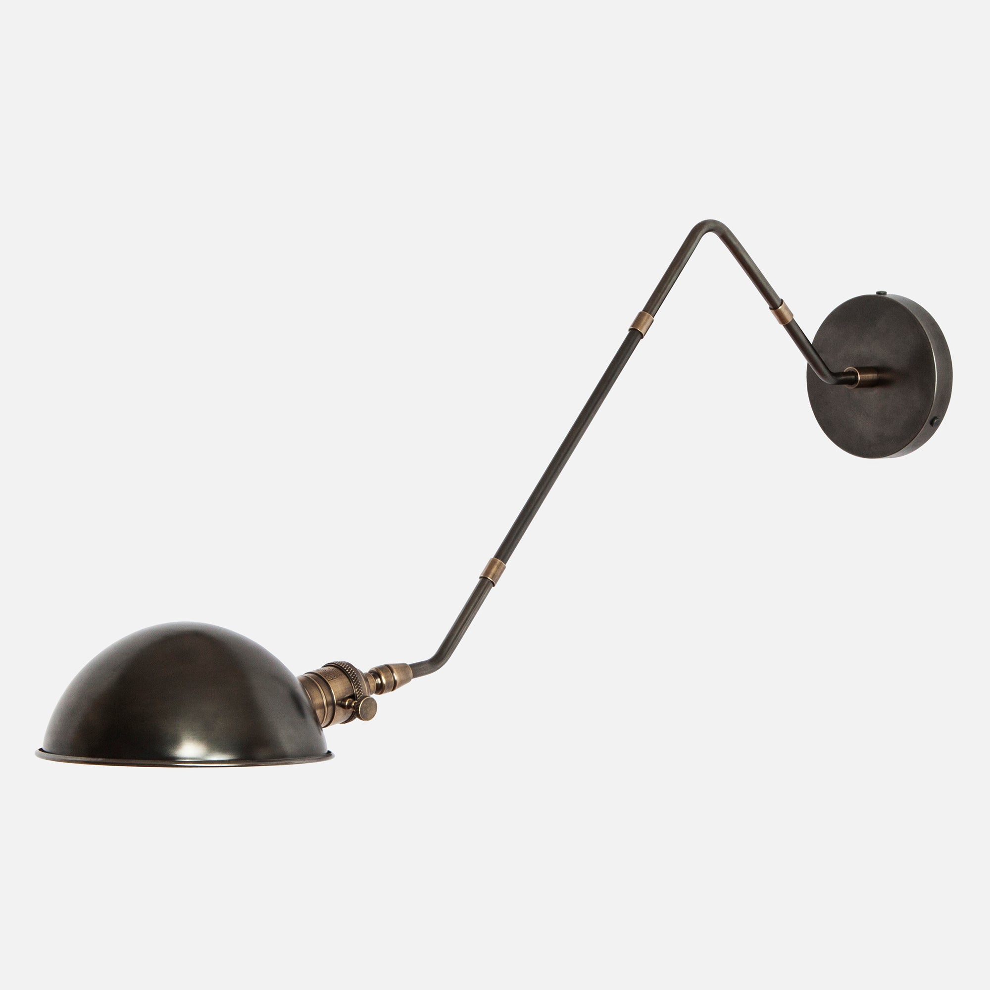 Modern Library Wall Sconce in Blackened Brass with Vintage Brass Accents