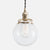 Clear Glass Globe Shade Pendant Light - Raw Brass Patina - Vintage Classic Socket
