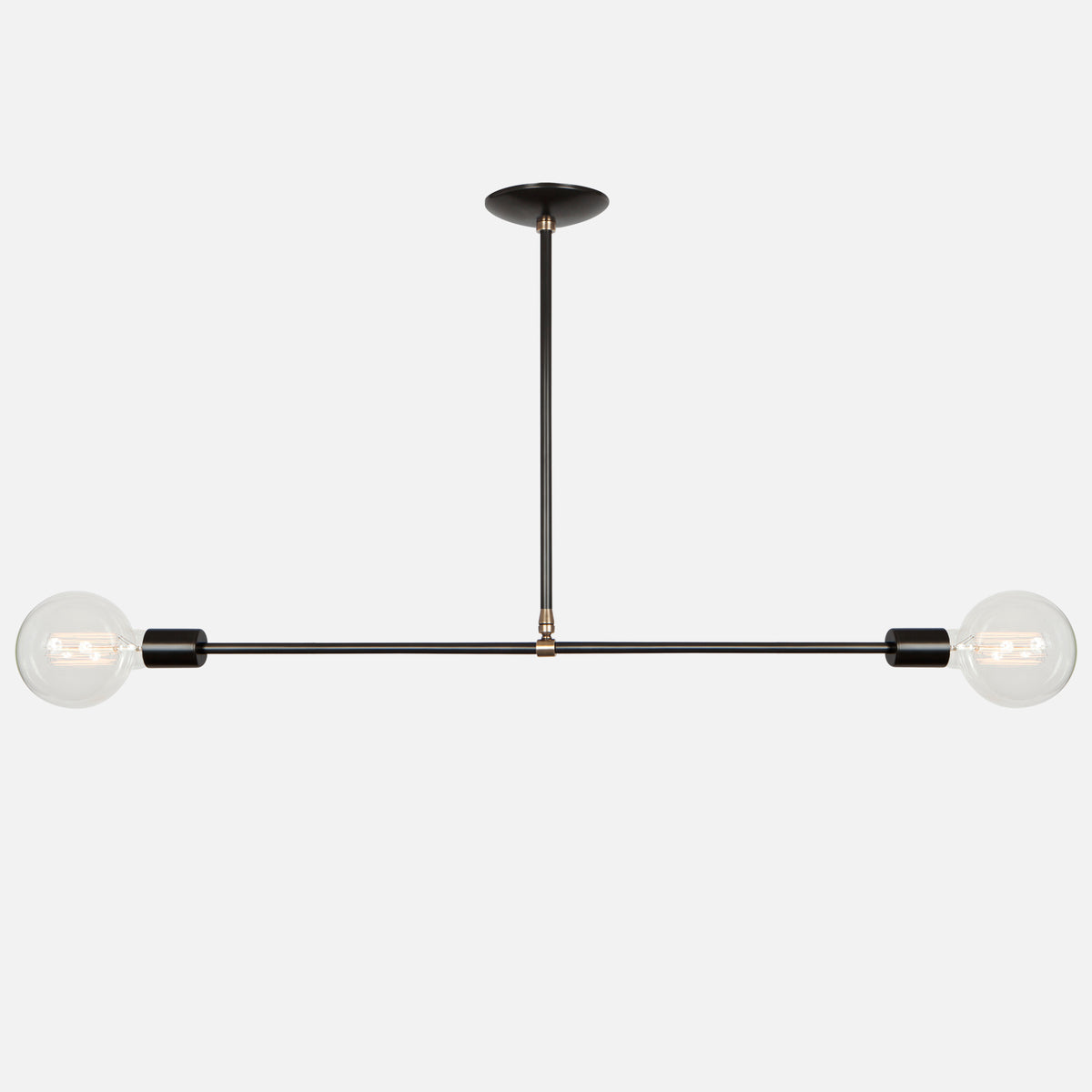 Balance Pendant Light - Horizontal - Matte Black with Aged Brass Details