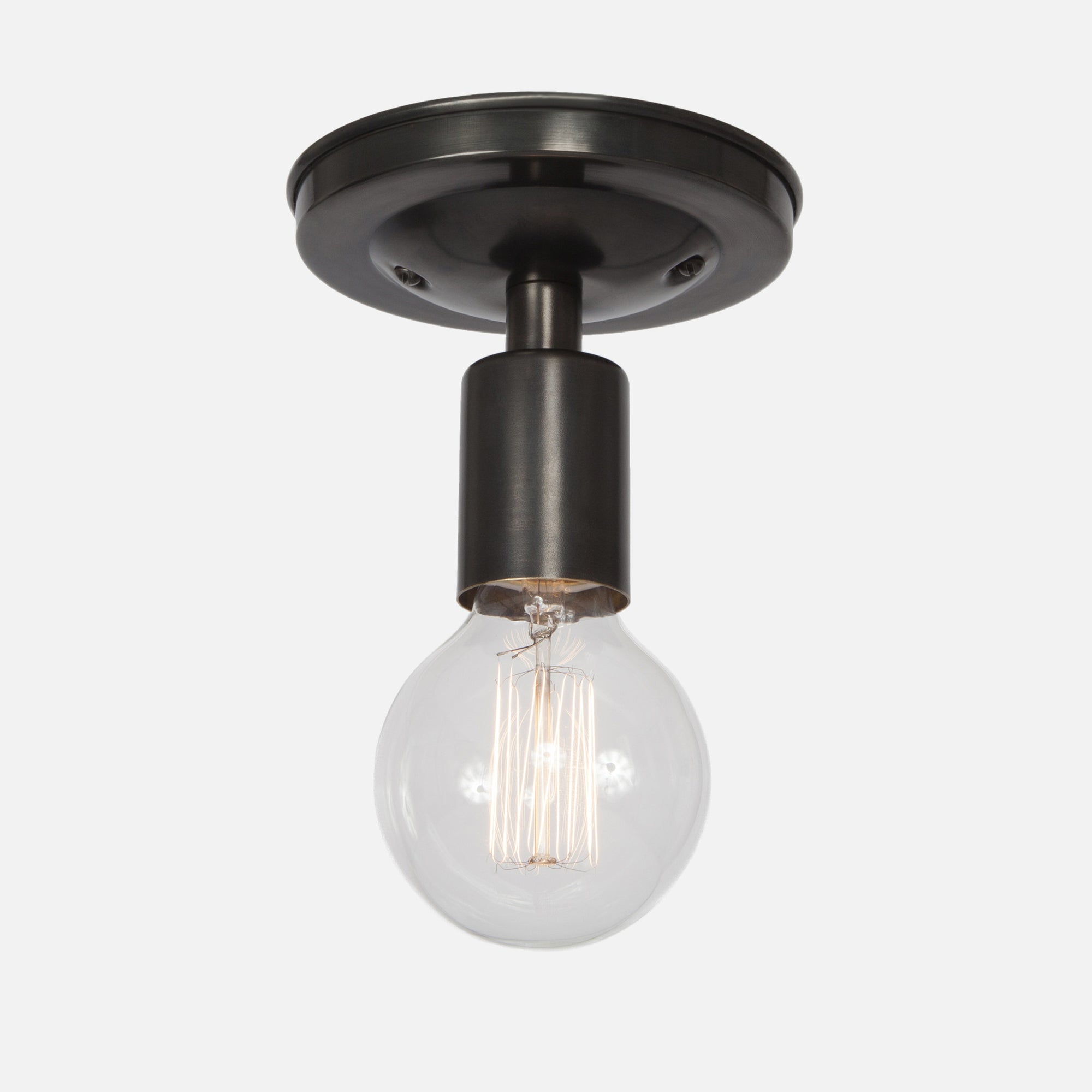 Bare Bulb Flush Mount Ceiling Light - Ebonized Brass