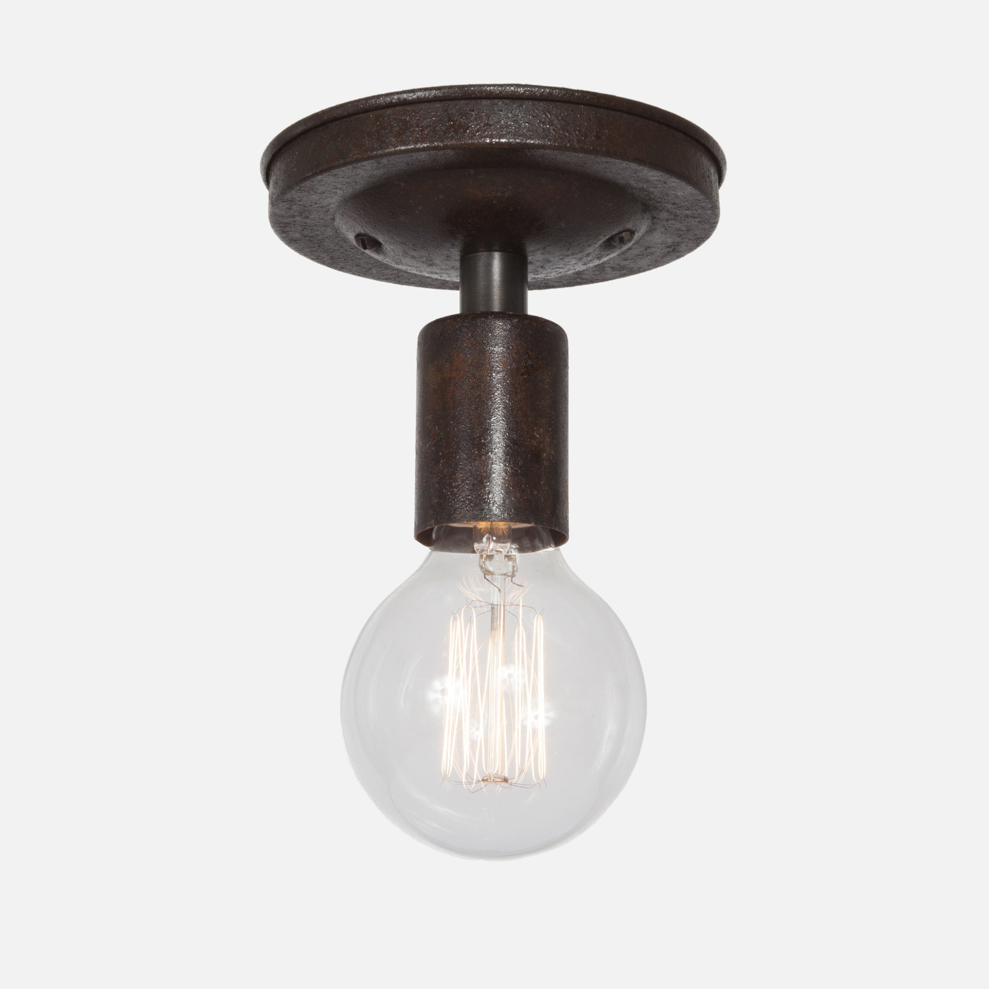 Bare Bulb Flush Mount Ceiling Light - Ebonized Rust