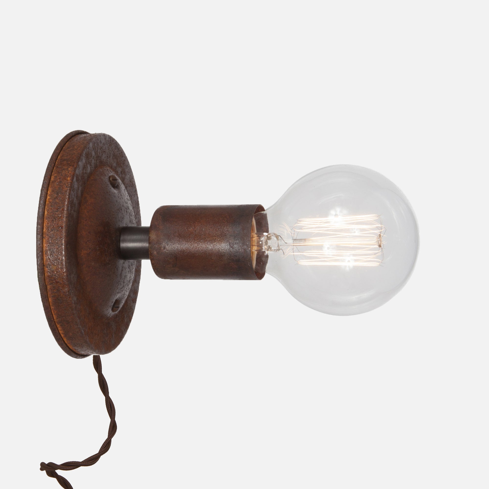 Bare Bulb Wall Sconce - Natural Rust - Plug-In