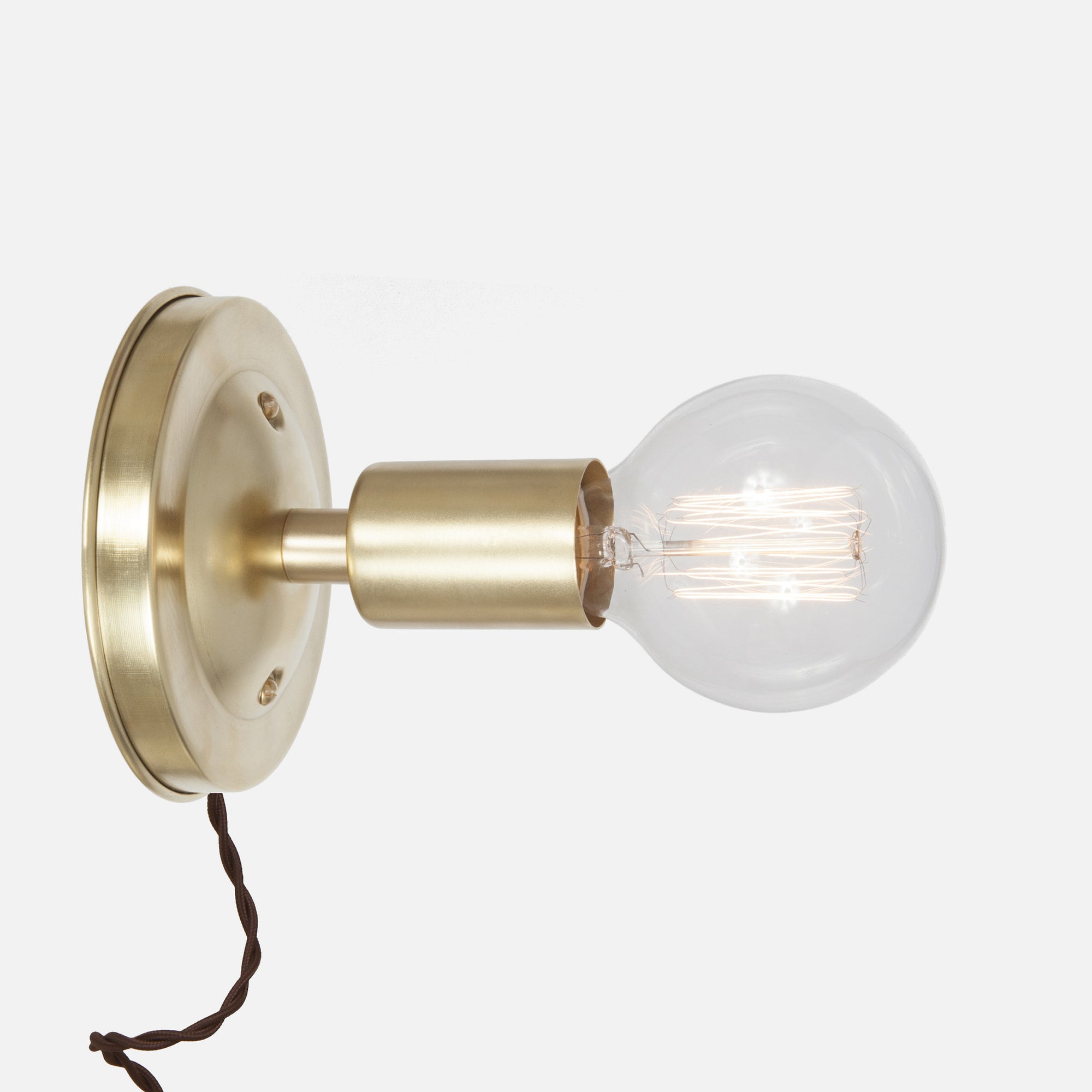 Bare Bulb Wall Sconce - Raw Brass - Plug-In