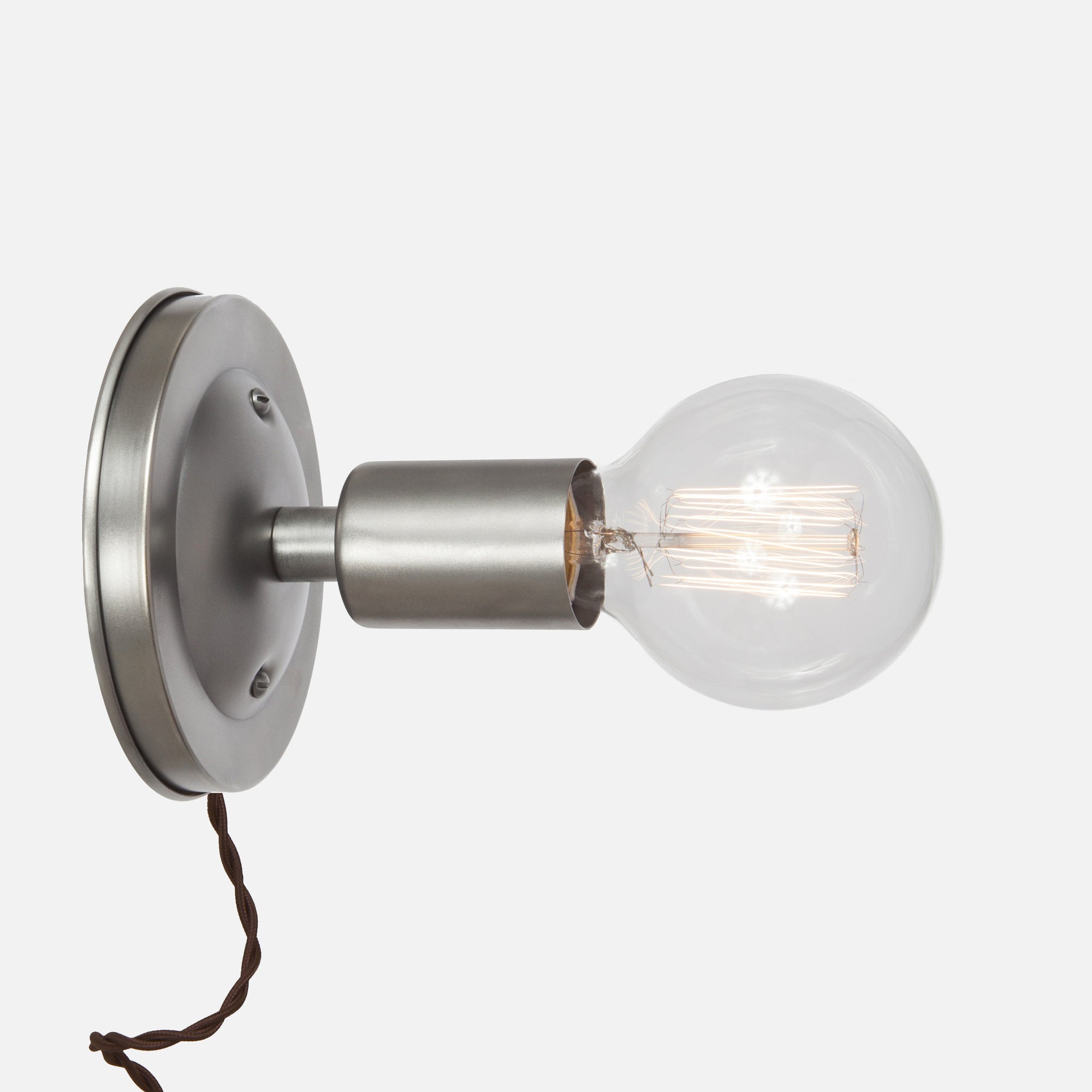 Bare Bulb Wall Sconce - Vintage Silver - Plug-In