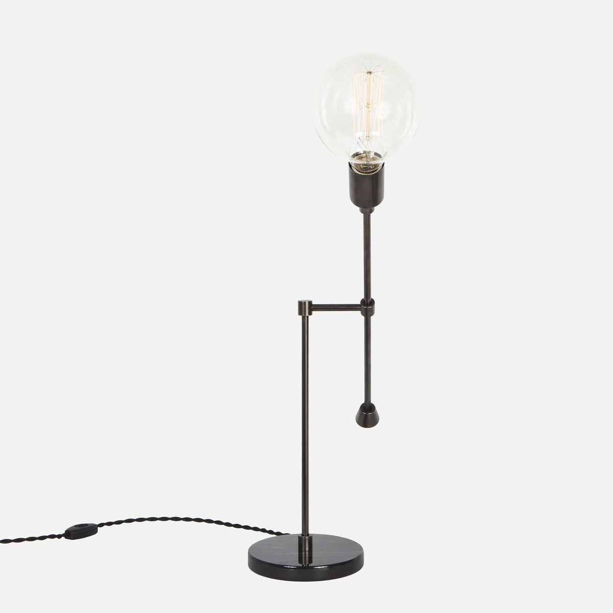 Counterbalance Bare Bulb Table Lamp - Ebonized Brass - Side Detail