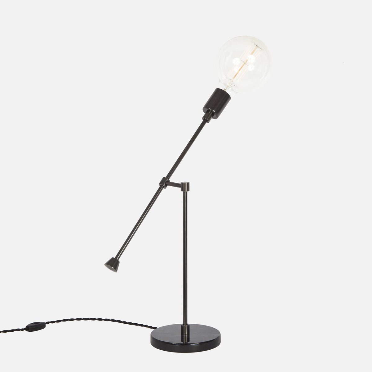 Counterbalance Bare Bulb Table Lamp - Ebonized Brass - Back View