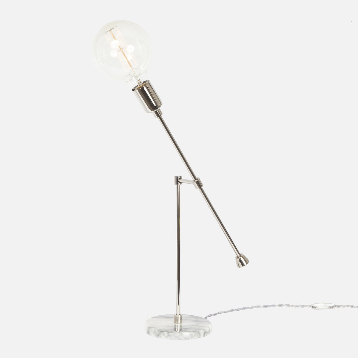 Counterbalance Bare Bulb Table Lamp - Polished Nickel - Bulb Left