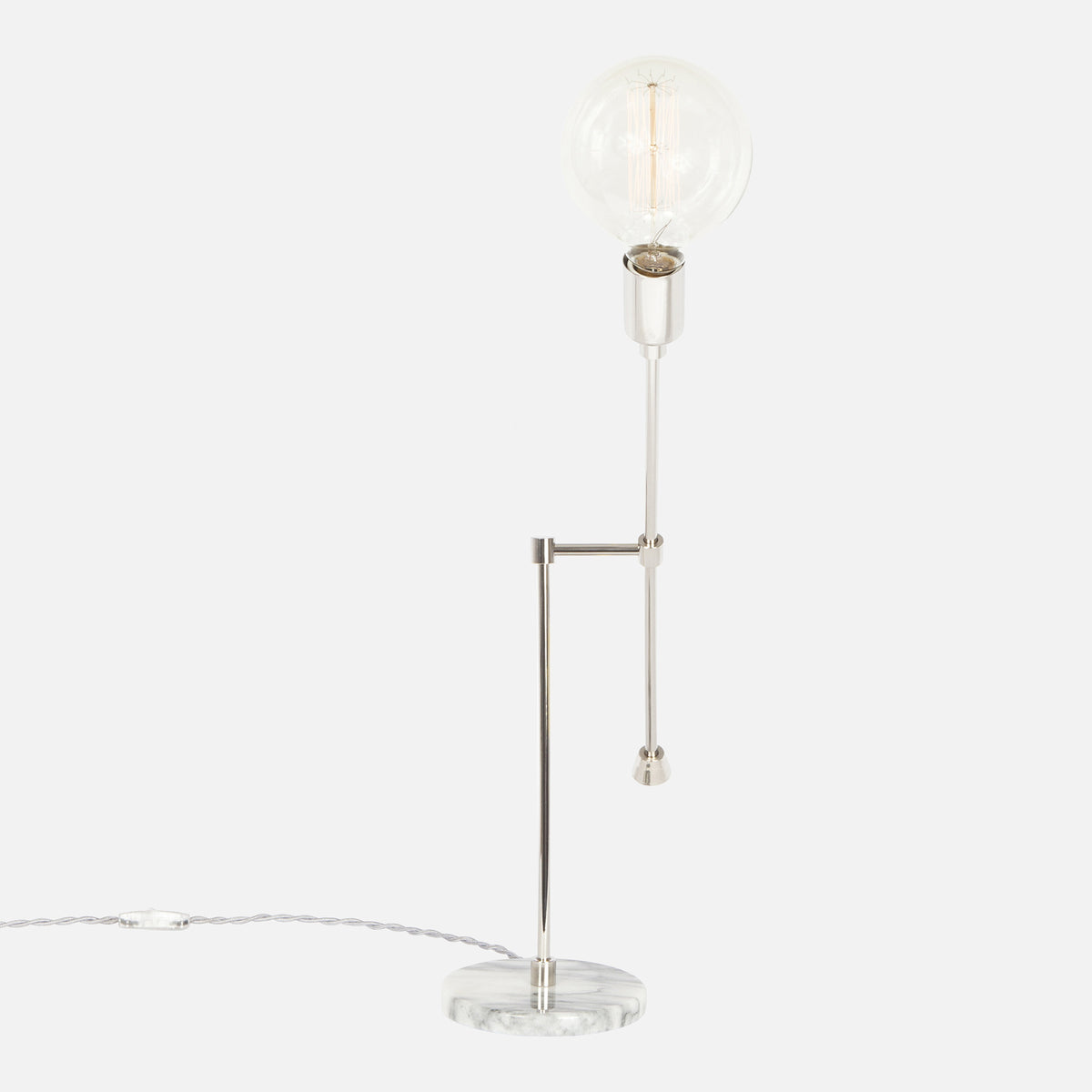 Counterbalance Bare Bulb Table Lamp - Polished Nickel - Side View