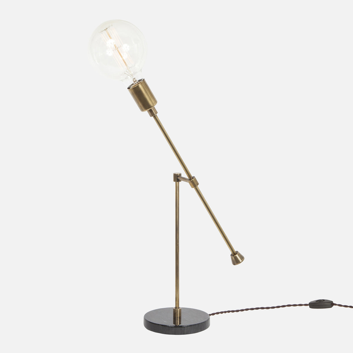 Counterbalance Bare Bulb Table Lamp - Vintage Brass - Bulb Left