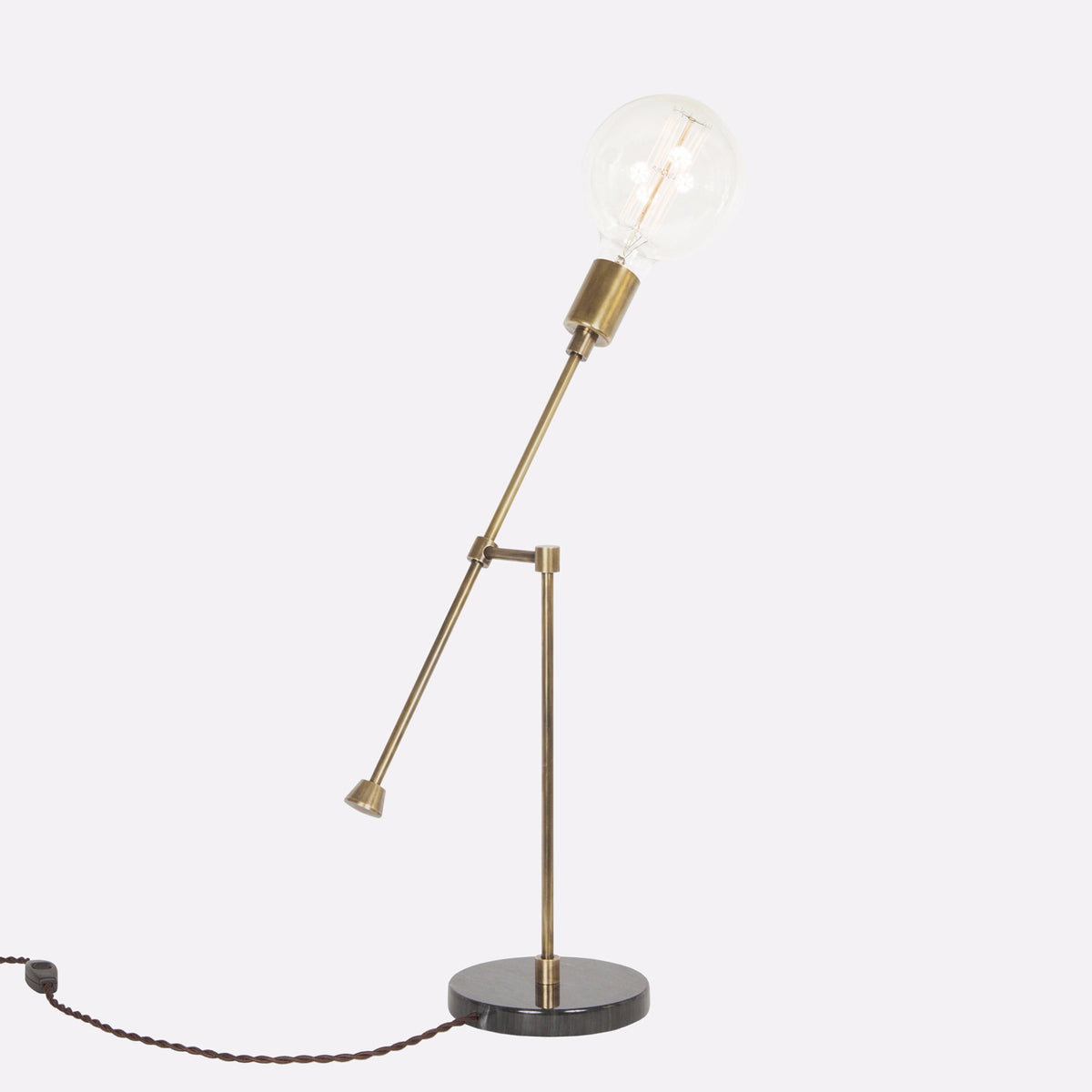 Counterbalance Bare Bulb Table Lamp - Vintage Brass - Back Detail