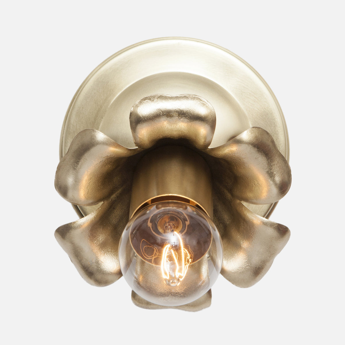 Bloom Flush Mount Wall Sconce - Hardwire - Raw Brass Patina