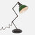 Zig Brass Pipe Table Lamp - Green Porcelain Enamel Dome Shade