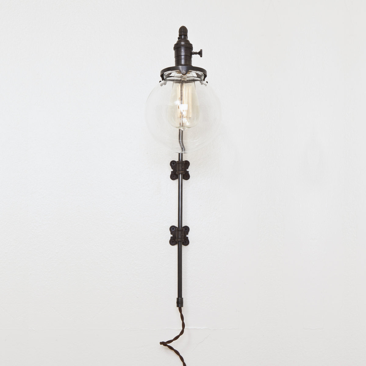 Brass Pipe Wall Sconce - Glass Globe