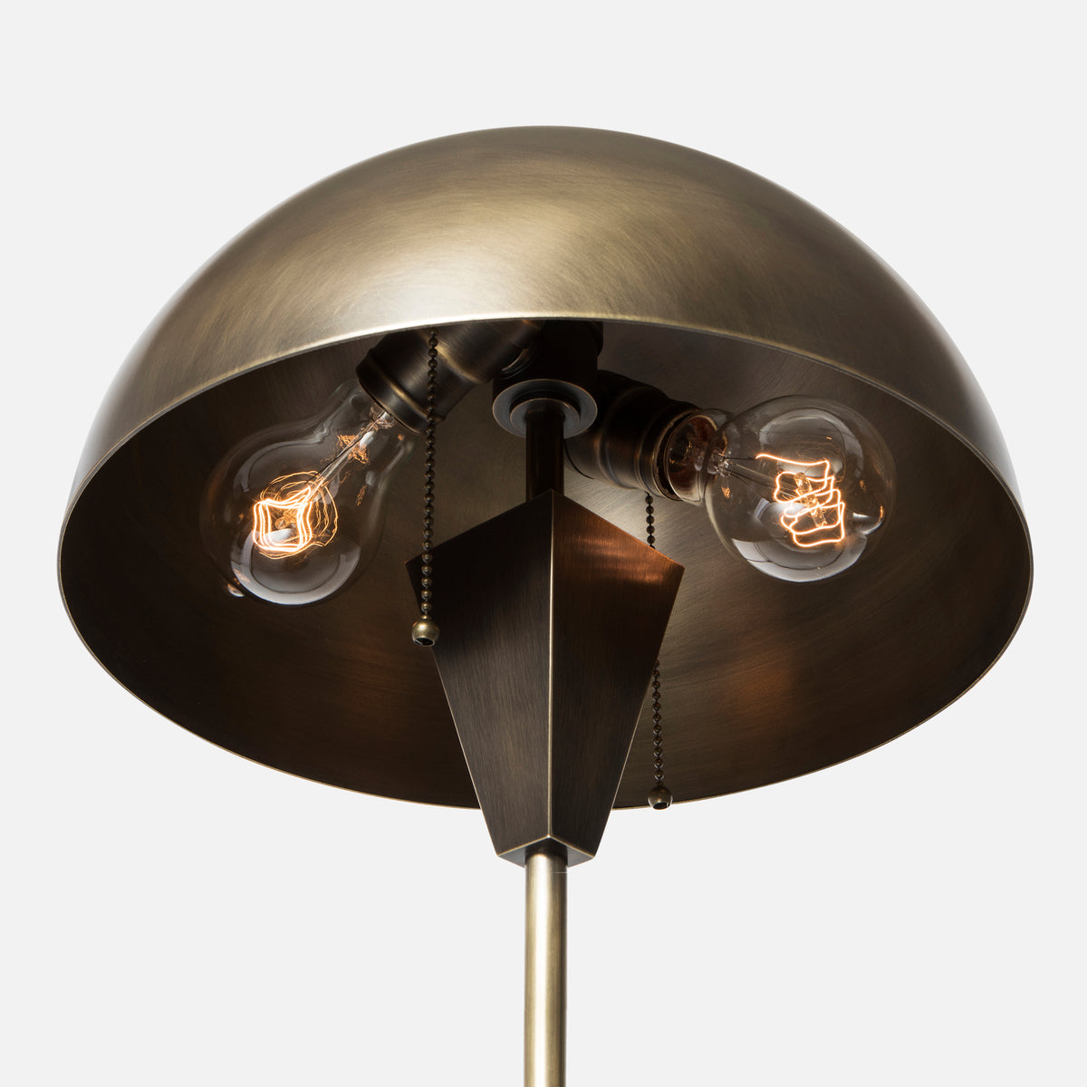 Vintage Brass Dome Shade Table Lamp - Bulb View