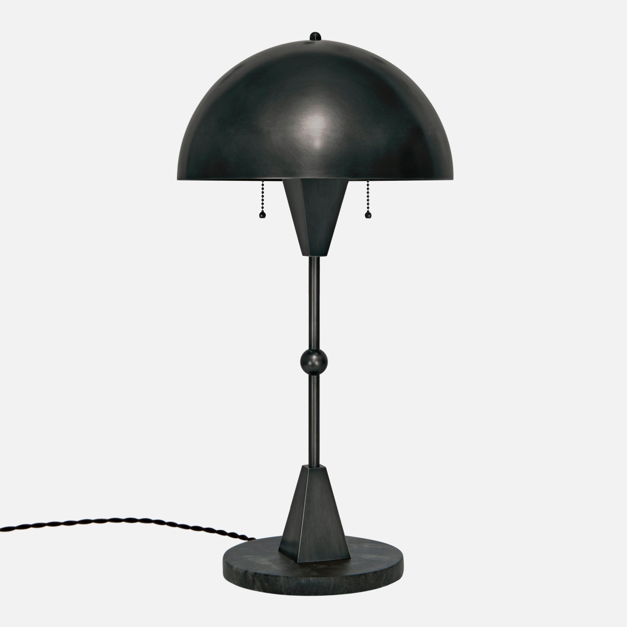 Dome Table Lamp in Blackened Brass - Side View