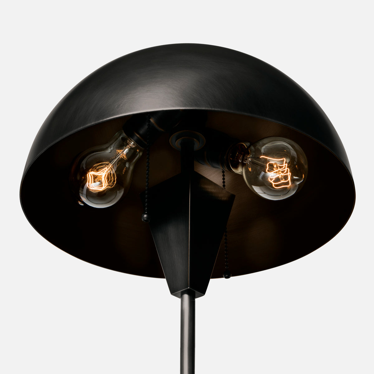 Blackened Brass Dome Shade Table Lamp - Bulb View 2