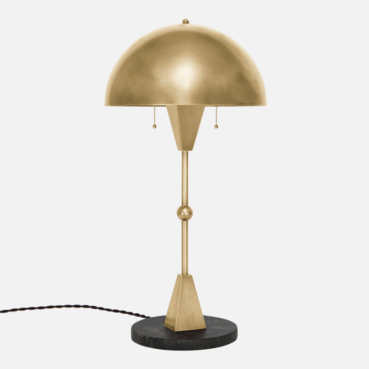 Dome Table Lamp in Satin Brass - Side View