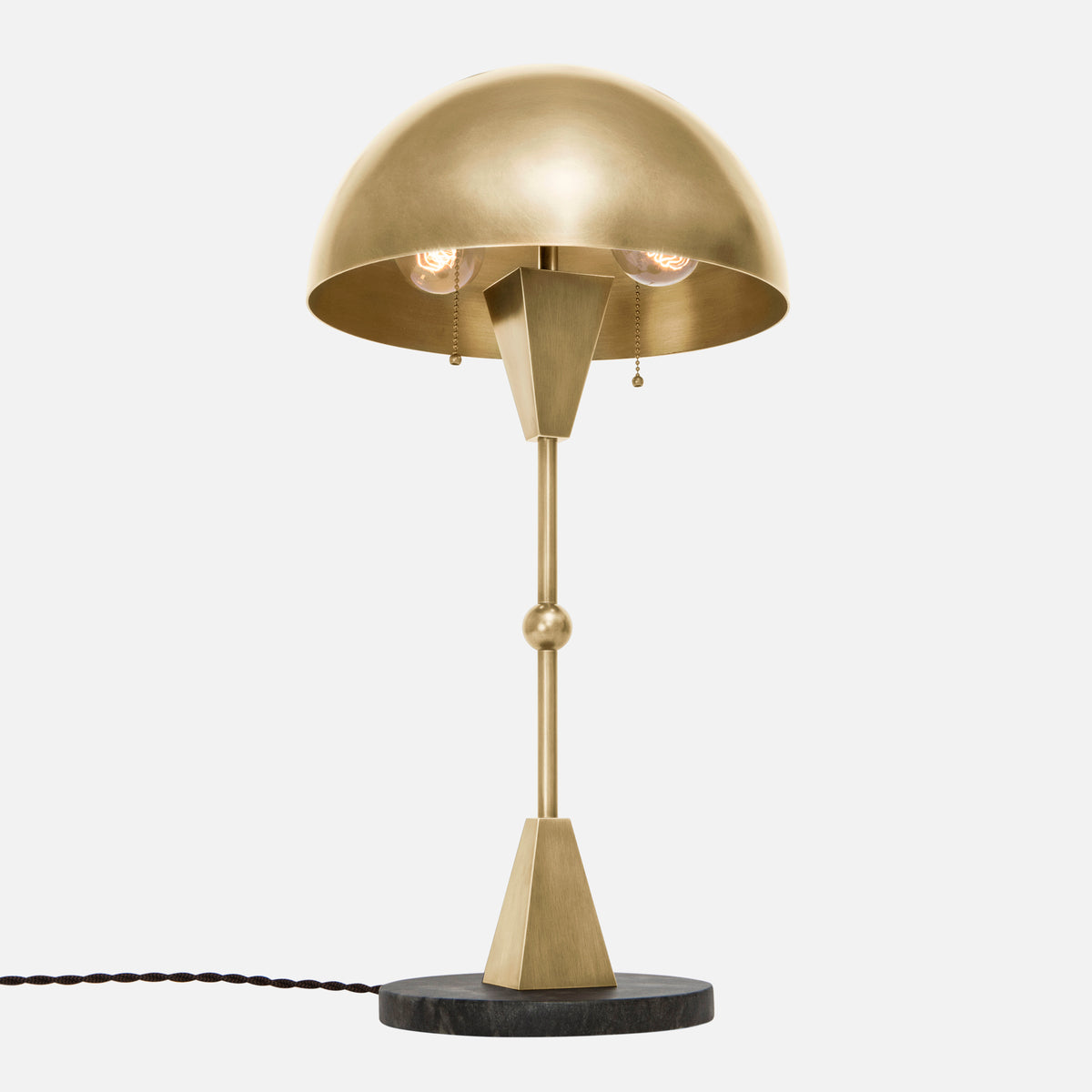 Dome Table Lamp with Black Marble Base - Upview