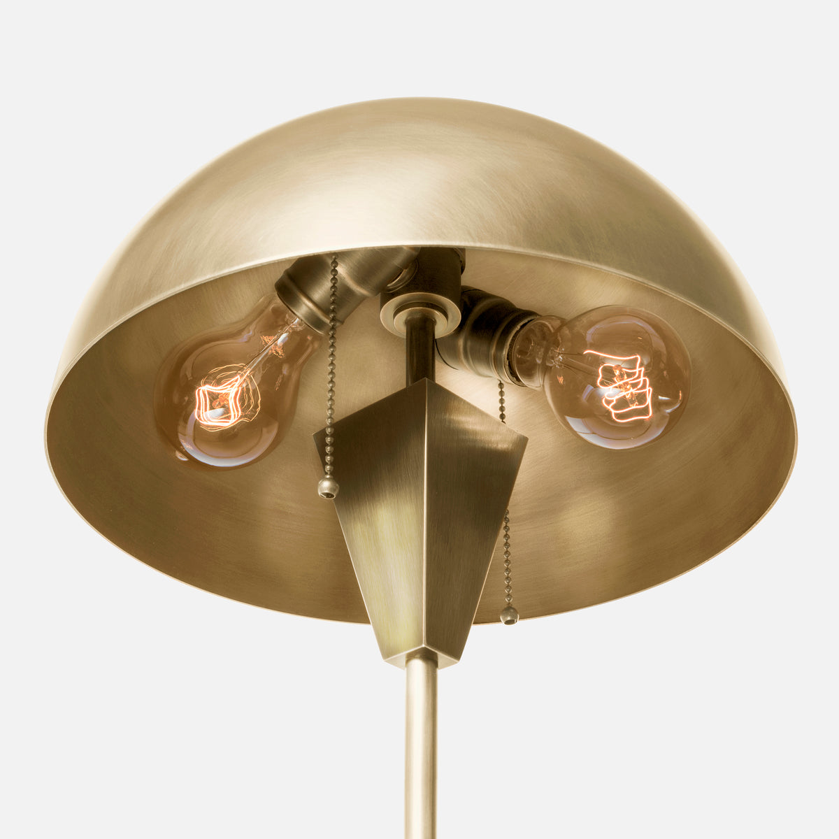 Satin Brass Dome Shade Table Lamp - Bulb View 2
