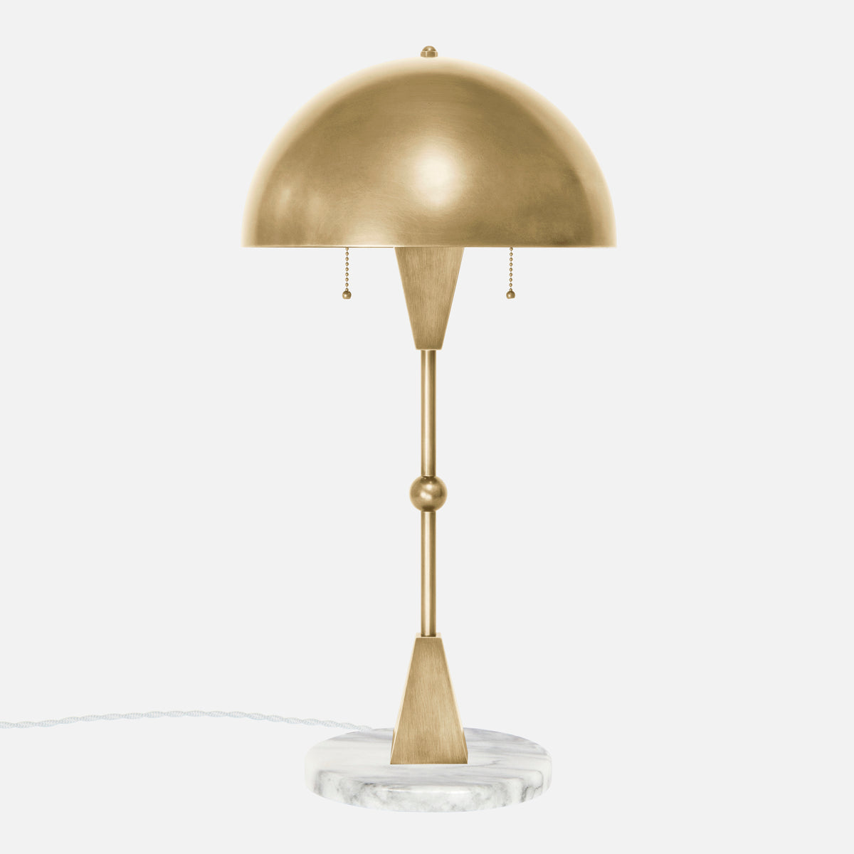 Dome Table Lamp with White Marble Base - Front View