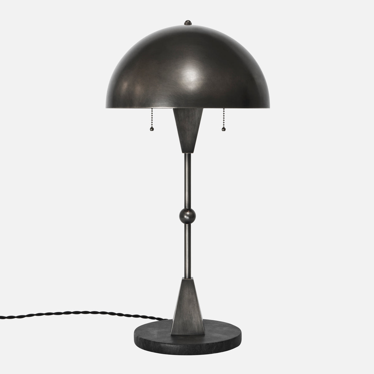 Dome Table Lamp in Vintage Nickel with Black Marble Base