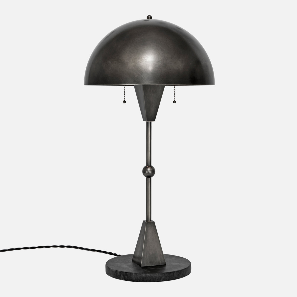 Dome Table Lamp in Vintage Nickel - Side View