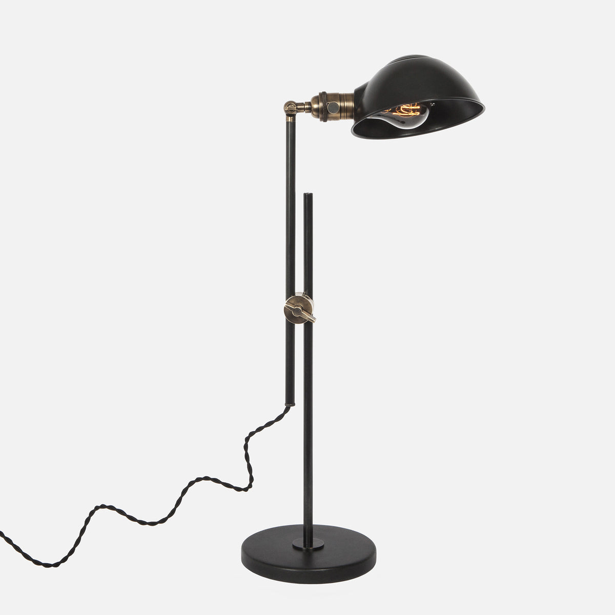 Otis Table Lamp with Adjustable Factory Shade - Upright View