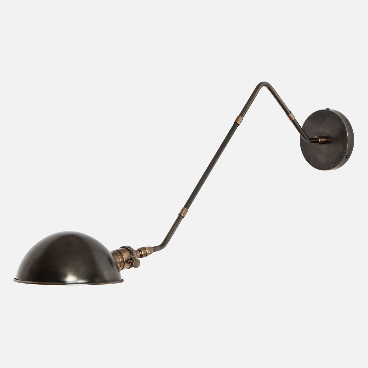 Modern Library Wall Sconce in Blackened Brass with Vintage Brass Accents