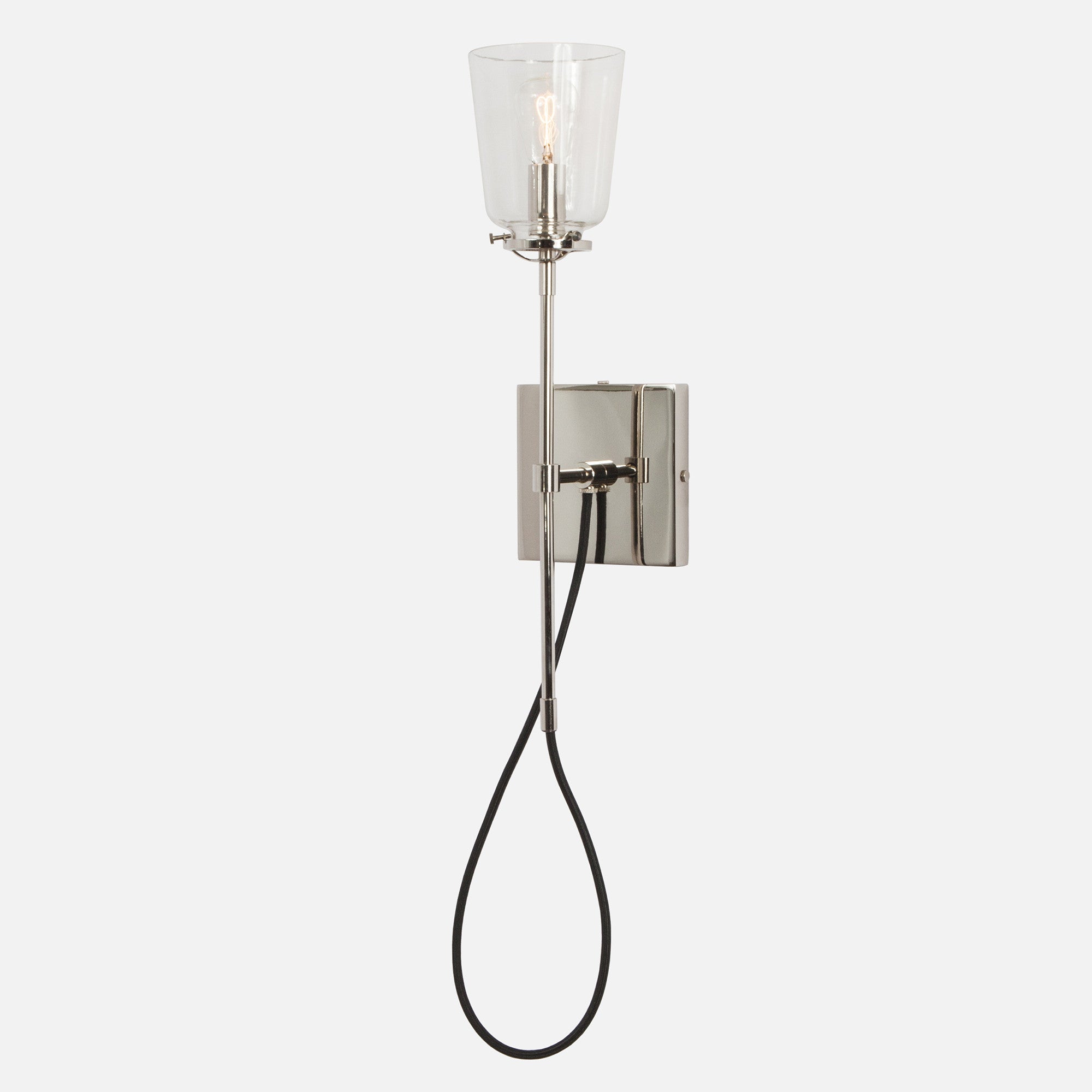 Modern Stemmed Wall Sconce - Bell Shade - Polished Nickel
