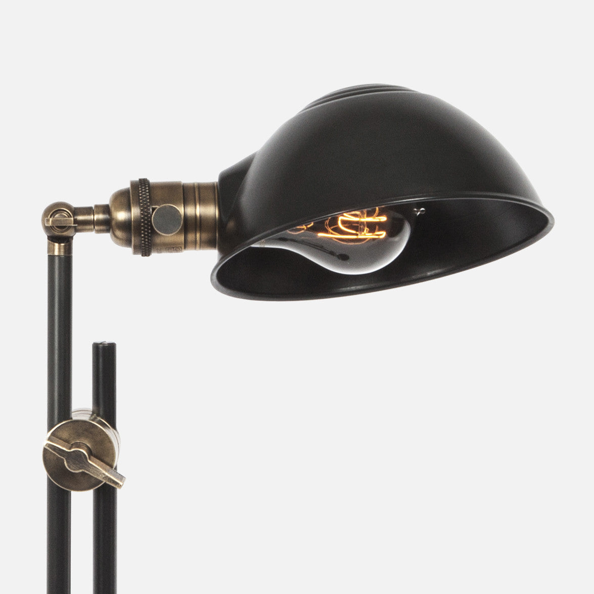Otis Articulating Floor Lamp - Slanted Factory Shade Detail