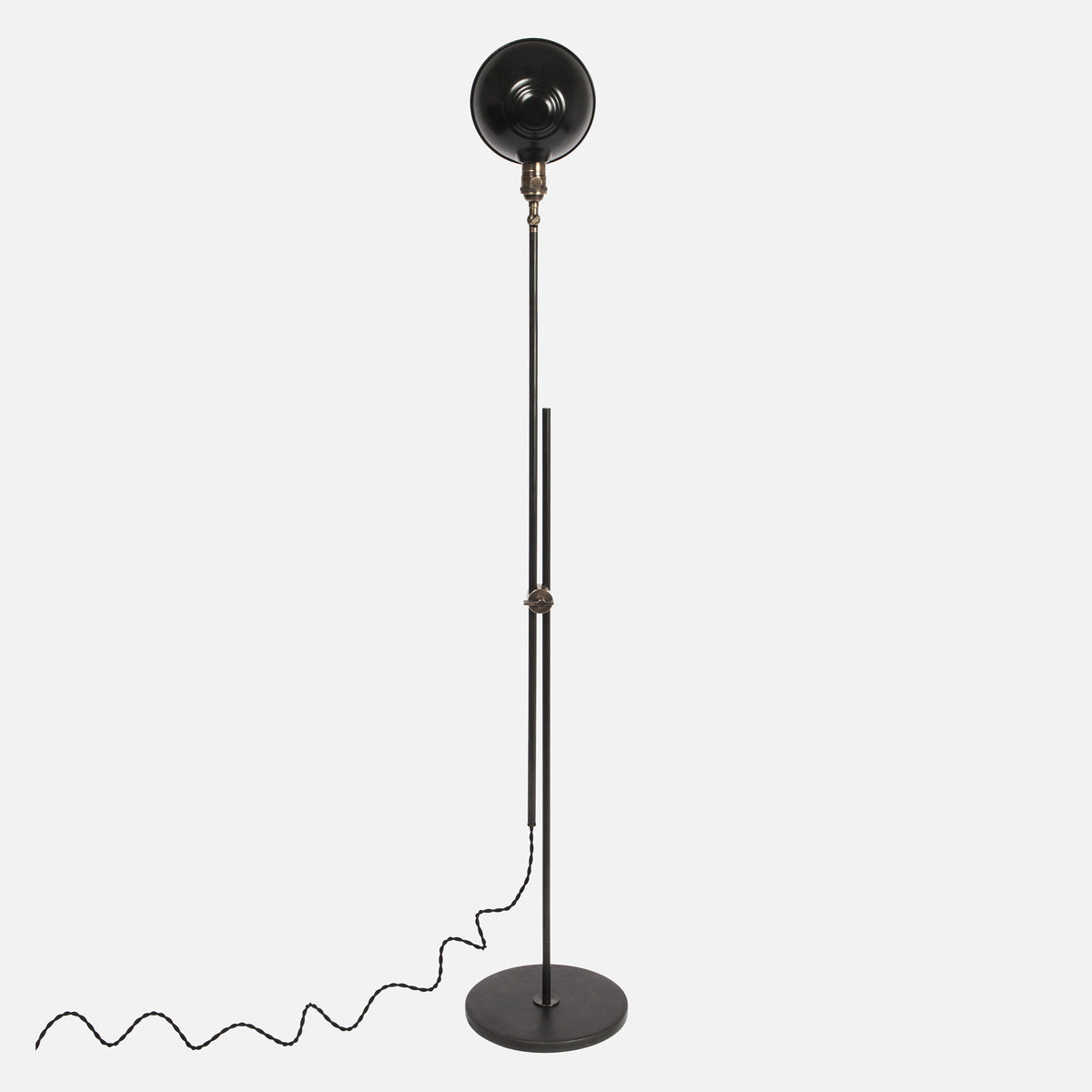 Otis Articulating Floor Lamp w/ Adjustable Factory Shade - Tall Upright View