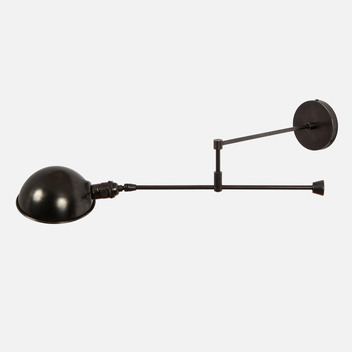 Swing Arm Wall Sconce with Counterbalance in Blackened Brass