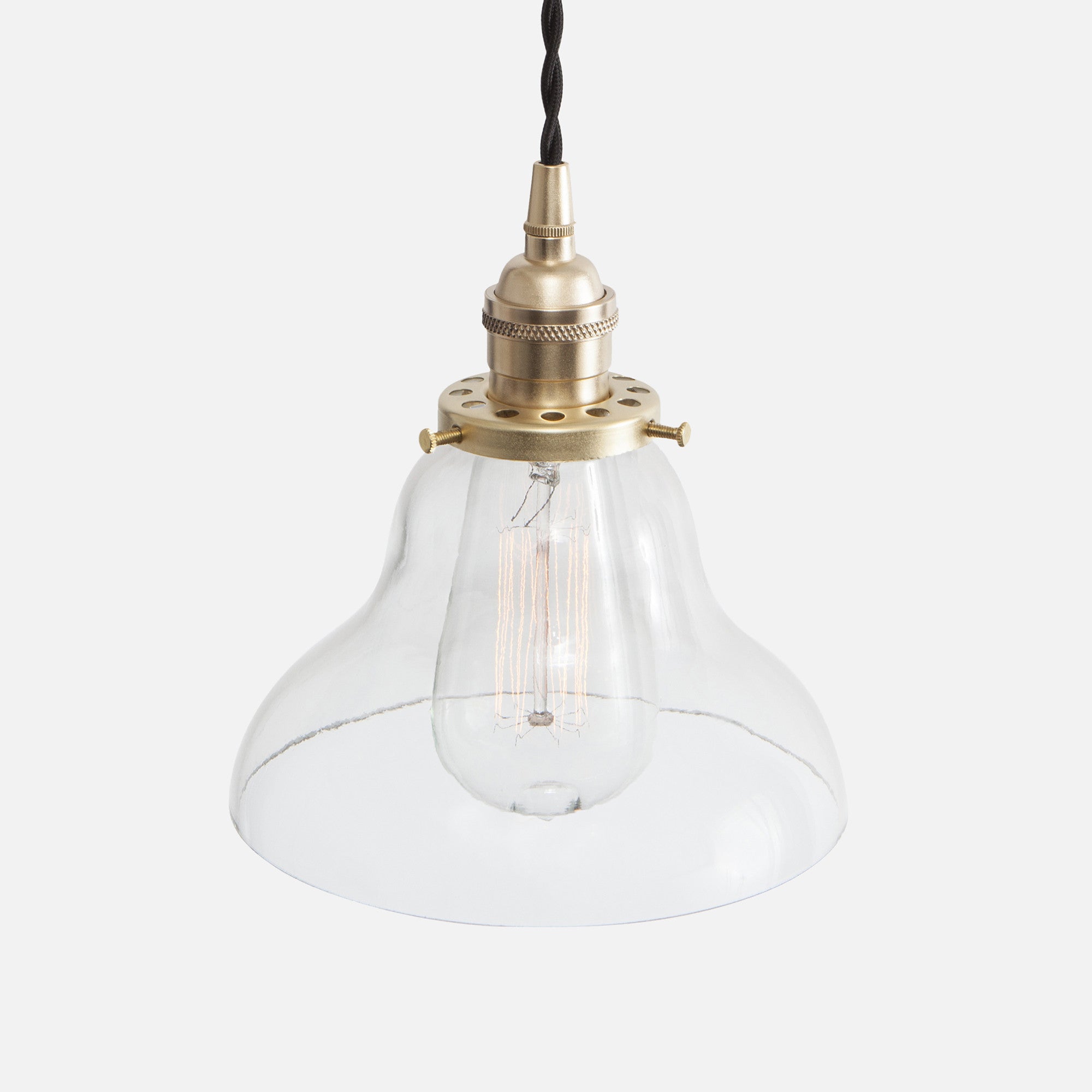 Glass bell pendant shade top
