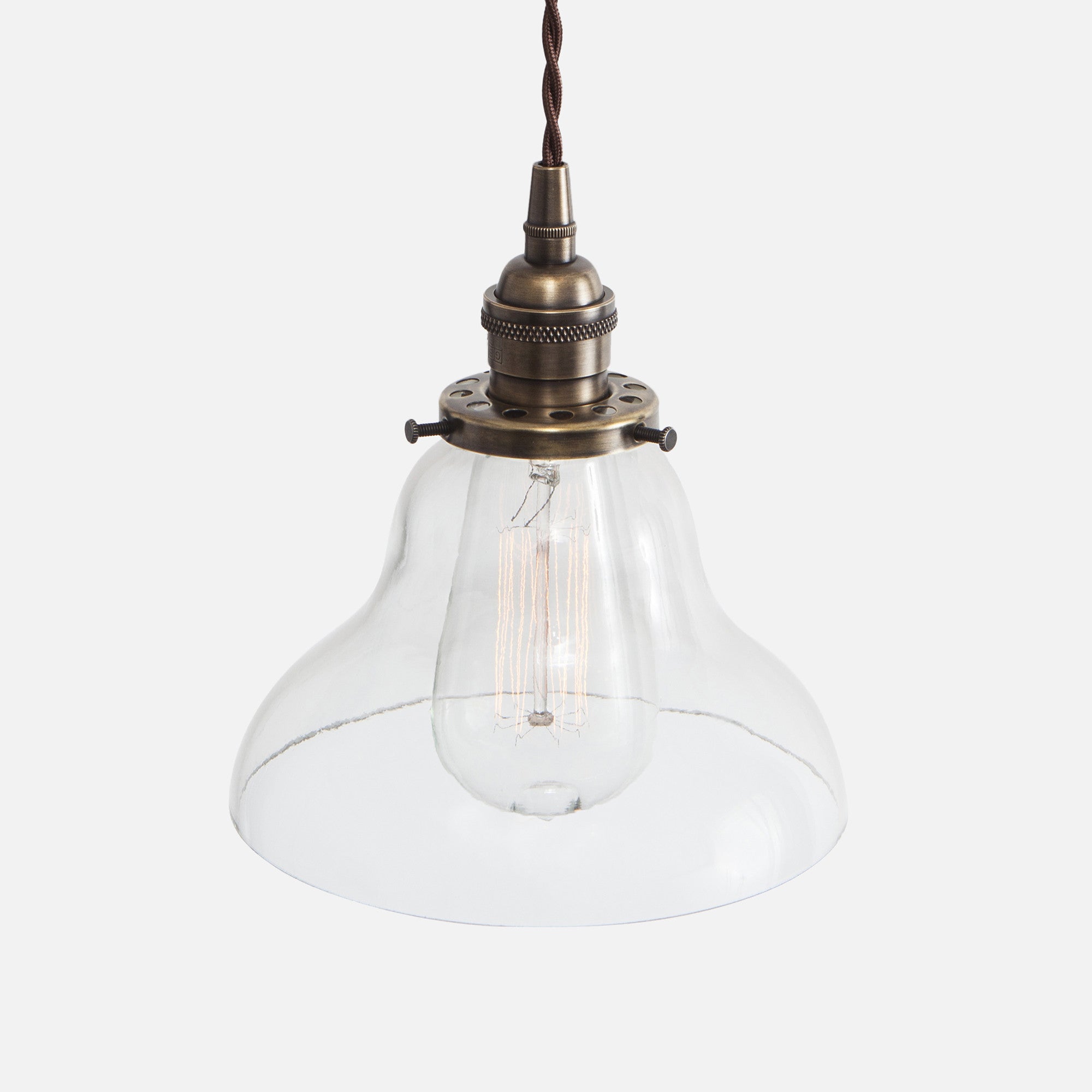 Vintage Socket Pendant Light Glass Bell Shade Vintage Brass | Flea